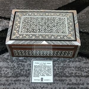 MOTHER OF PEARL INLAID JEWELRY BOX HANDCRAFTED EGYPTIAN ACCENTS